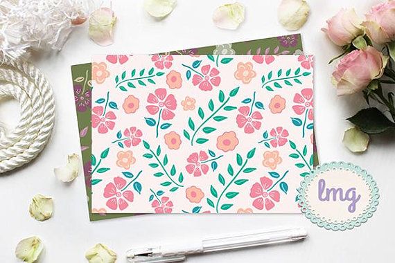 Vintage Note Cards - Blank Inside, A2 Size Notecards, Floral Vintage
