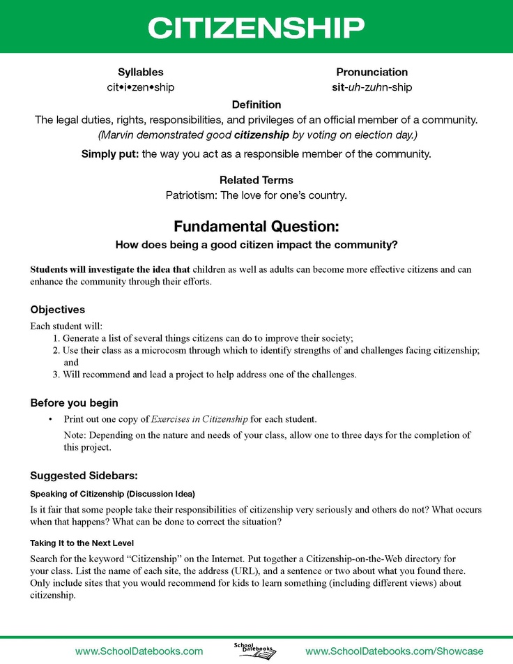 what does citizenship in the community mean