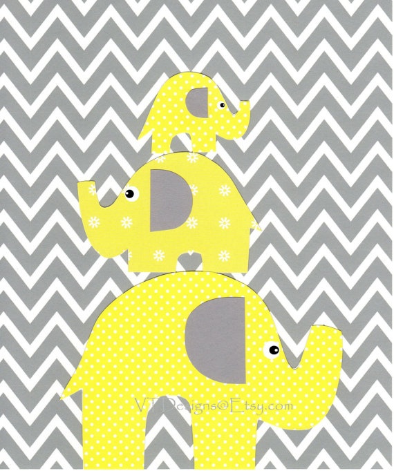 19 Best Grey Nursery Images On Pinterest Ideas Elephant Stack On Chevron Kids Wall Art Grey And Yellow Nursery By