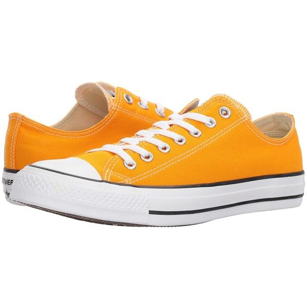 Converse Chuck Taylor All Star Seasonal Ox (Orange Ray) Athletic Shoes  (€34) ❤ liked on Polyvore featuring shoes, converse footwear, star shoes,  lace up shoes, …