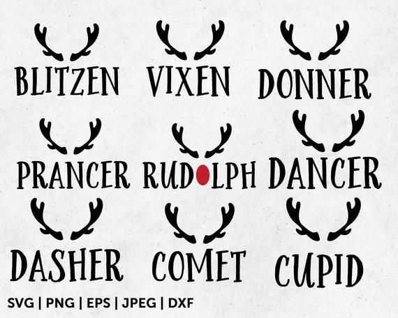 Christmas Reindeer Names Svg Reindeer Names Svg Reindeer - Etsy