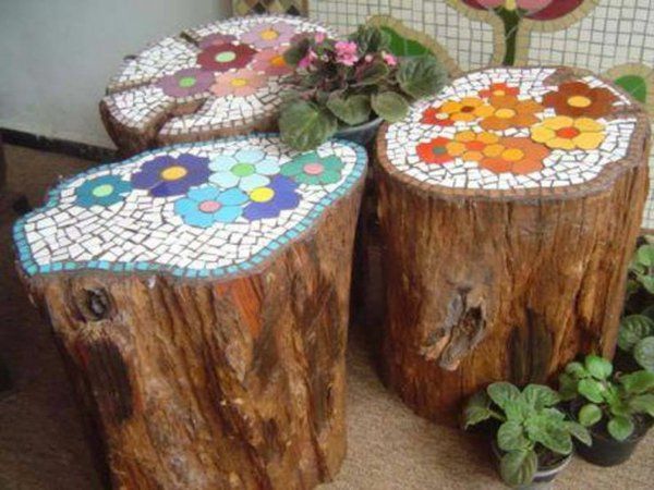 mosaik basteln anleitung baum stamm ideen garten