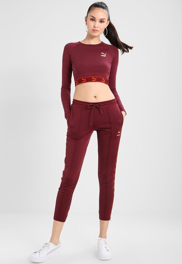 CROPPED Topper langermet burgundy | Klær, Sporty antrekk adidas Originals CROP TOP - Topper - red