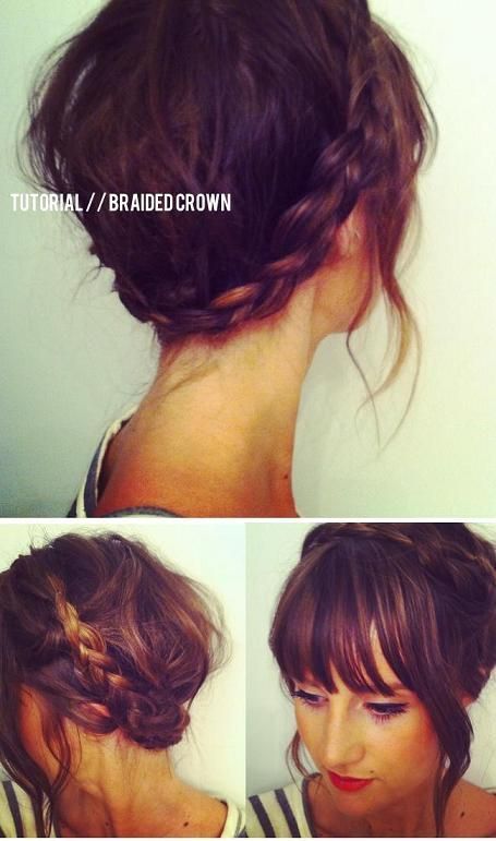 Braided Crown Wedding Hair With My Big Bushy Fringe And Lots Of