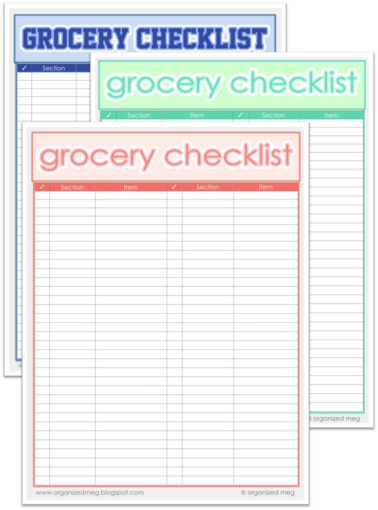 lists of groceries