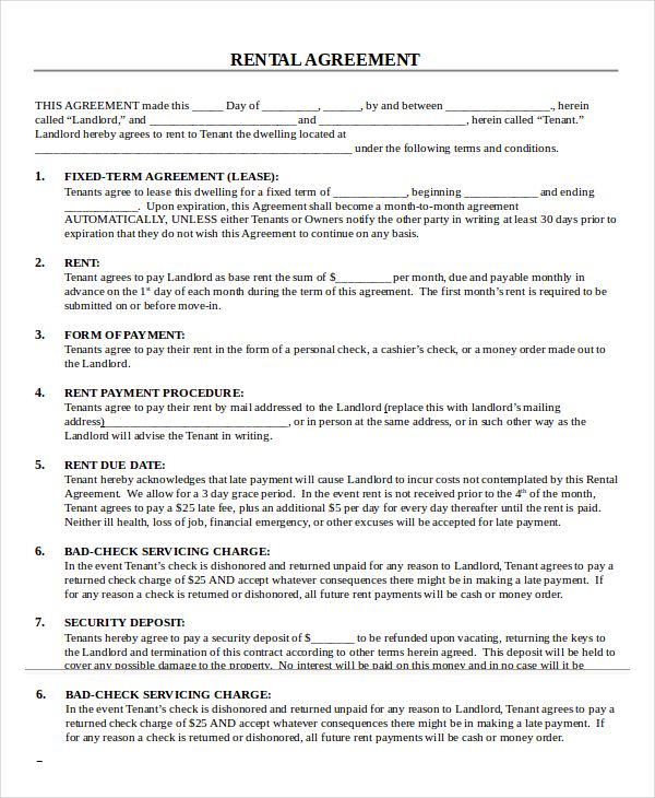 free printable lease agreement template free printable