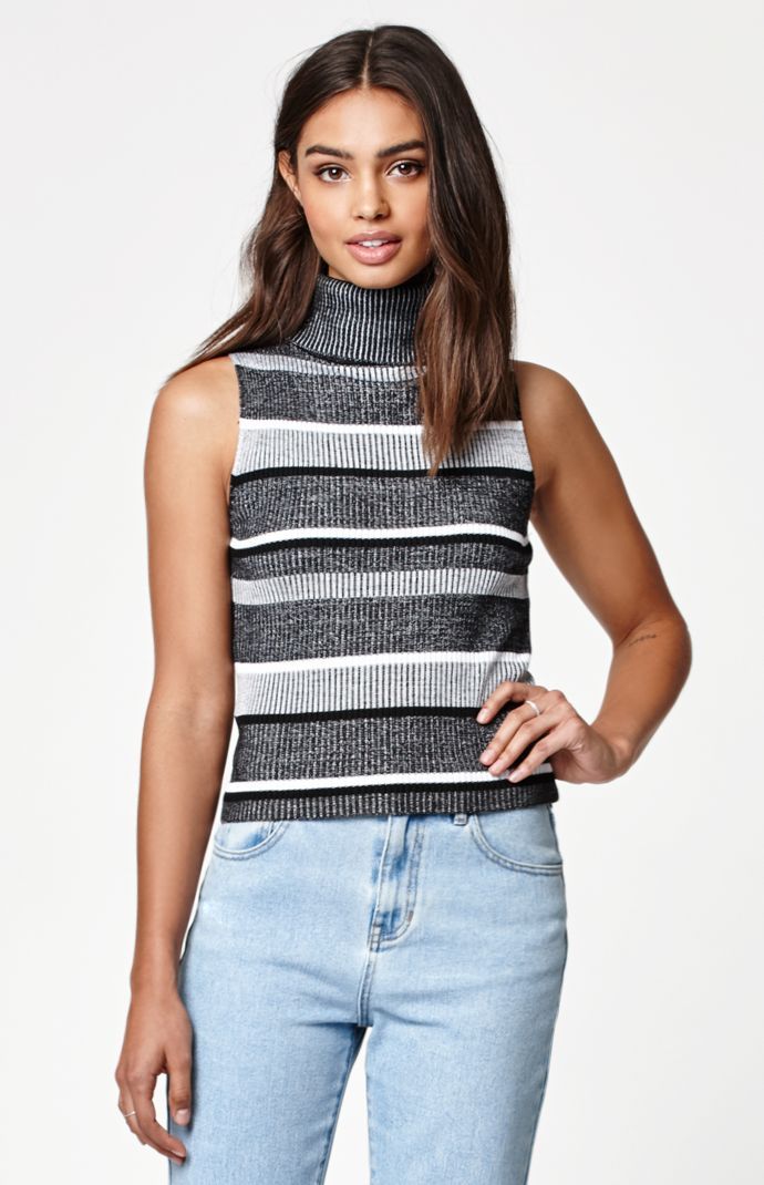 22 best Pacsun images on Pinterest | Pacsun, Pullover sweaters and ... Kendall & Kylie Stripe Fine Gauge Sleeveless Turtleneck Sweater