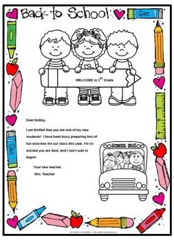 welcome back school letter
