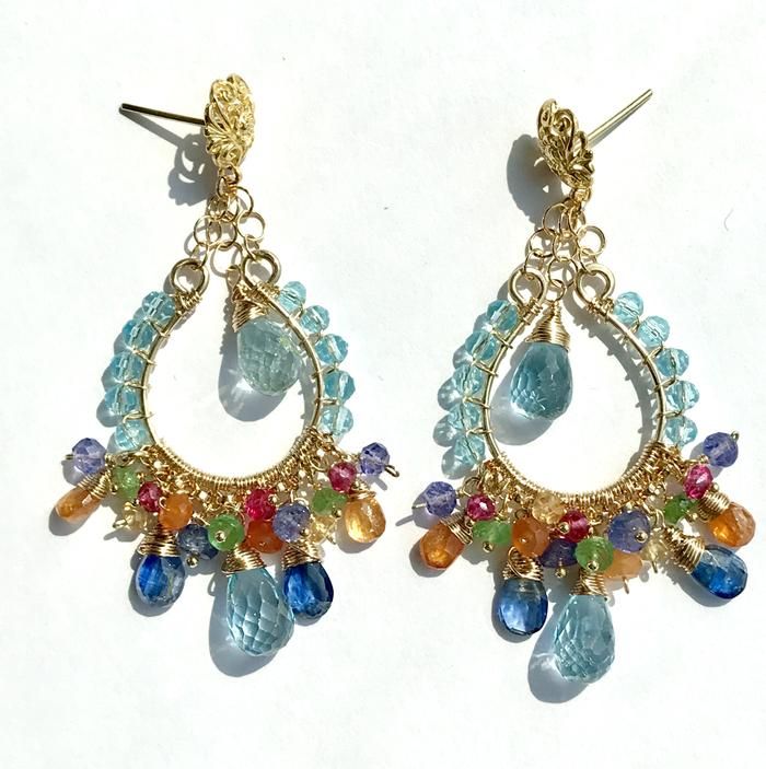 Blue Topaz Multicolor Gemstone Hoop Earrings In Gold Fill 2020 Gemstones Chandelier - Multicolor Blue Chandelier Earrings Blue Topaz Multicolor Gemstone Hoop Earrings In Gold Fill 2020 Gemstones Chandelier - Multicolor Blue Chandelier Earrings