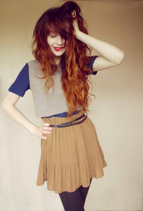 Shorts cute redhead long hair