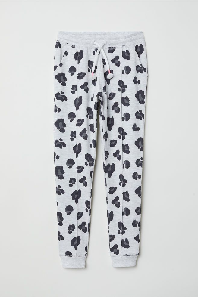 Joggers With Printed Design Grey Leopard Print Printed Joggers
