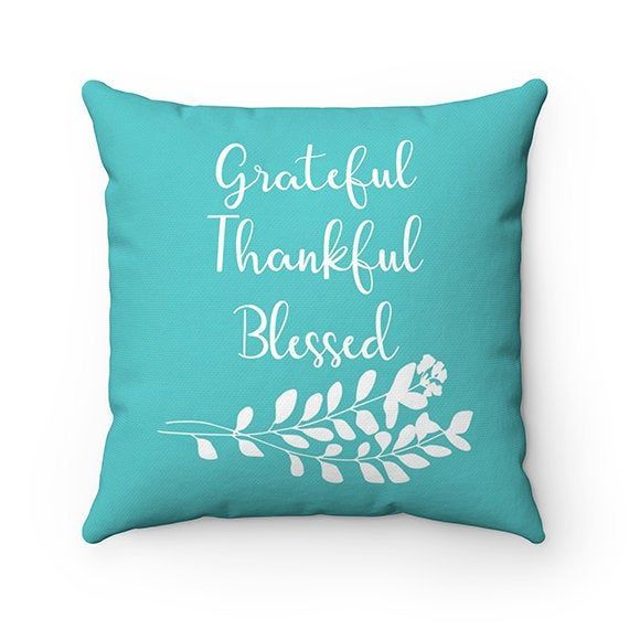 Monogram Throw Pillow with Sayings Grateful Thankful Blessed Monogram Throw Pillow with Sayings Grateful Thankful Blessed