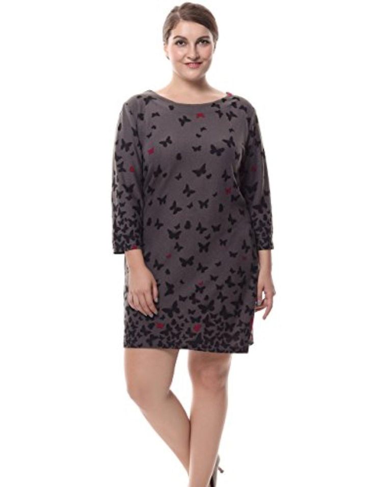 Chicwe 3/4 Sleeves Women's Plus Size Cashmillion Scoop