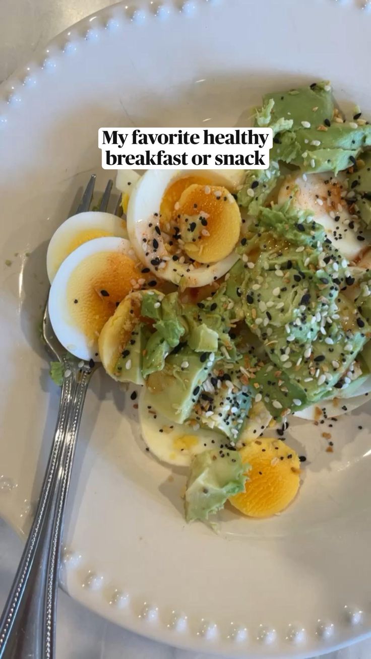 My favorite breakfast or snack! 2 hard boiled eggs, half an avocado