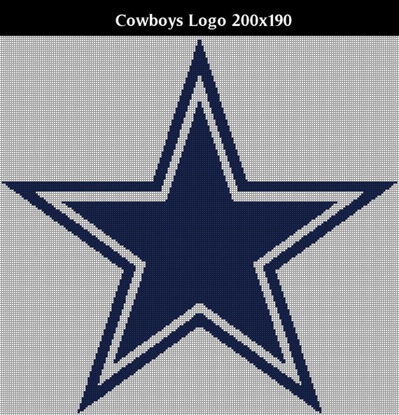 Dallas Cowboys Logo -- Counted Cross Stitch Chart Patterns, 3 sizes