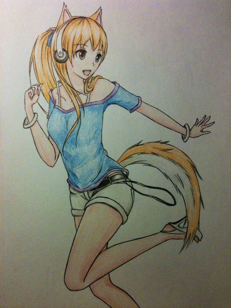 Anime wolf girl drawings