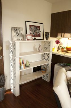 Cinder block shelves More Cinder block shelves More