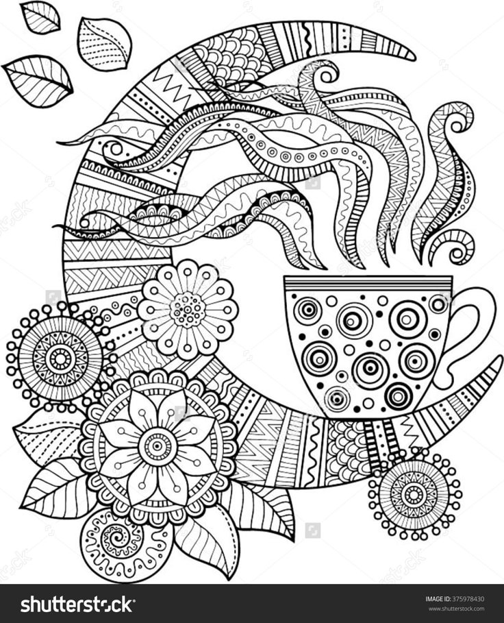 A Cup Of Herbal Tea For Good Night Coloring Book Adults