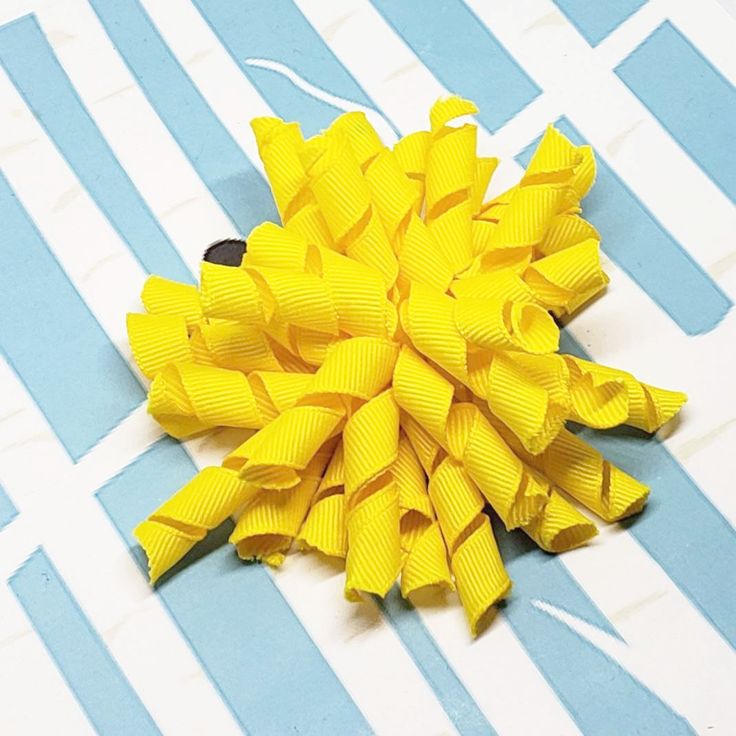 Bright Yellow Pom Pom Corker Hair Bows / Yellow Boutique Hair Bows For Babies To...