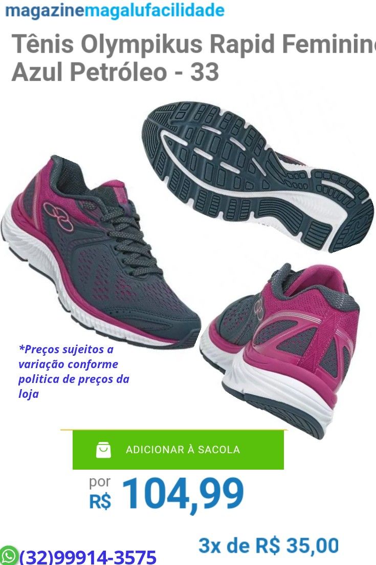 Tênis feminino Olympikus - R$104,99 ou 3x de R$35,00 | Tênis olympikus, Olympikus, Tenis