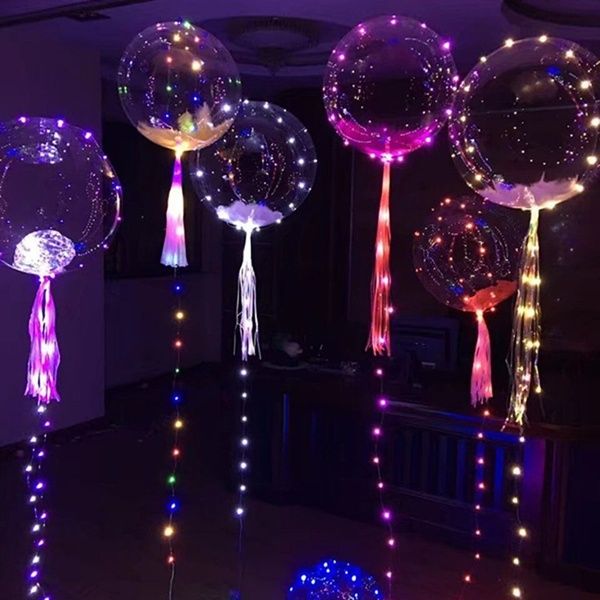 LED Bobo Balloon Light Up Transparent Balloon Birthday Wedding Party Decor 12pcs
