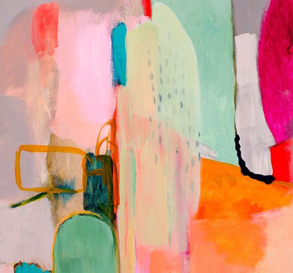 Abstract painting print ABSTRACT large Pink by SarinaDiakosArt