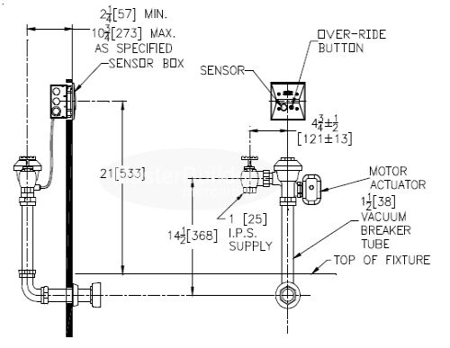 Zurn ZEMS6140AV-HET 1.28 GPF Hardwired Concealed Sensor Flush Valve for