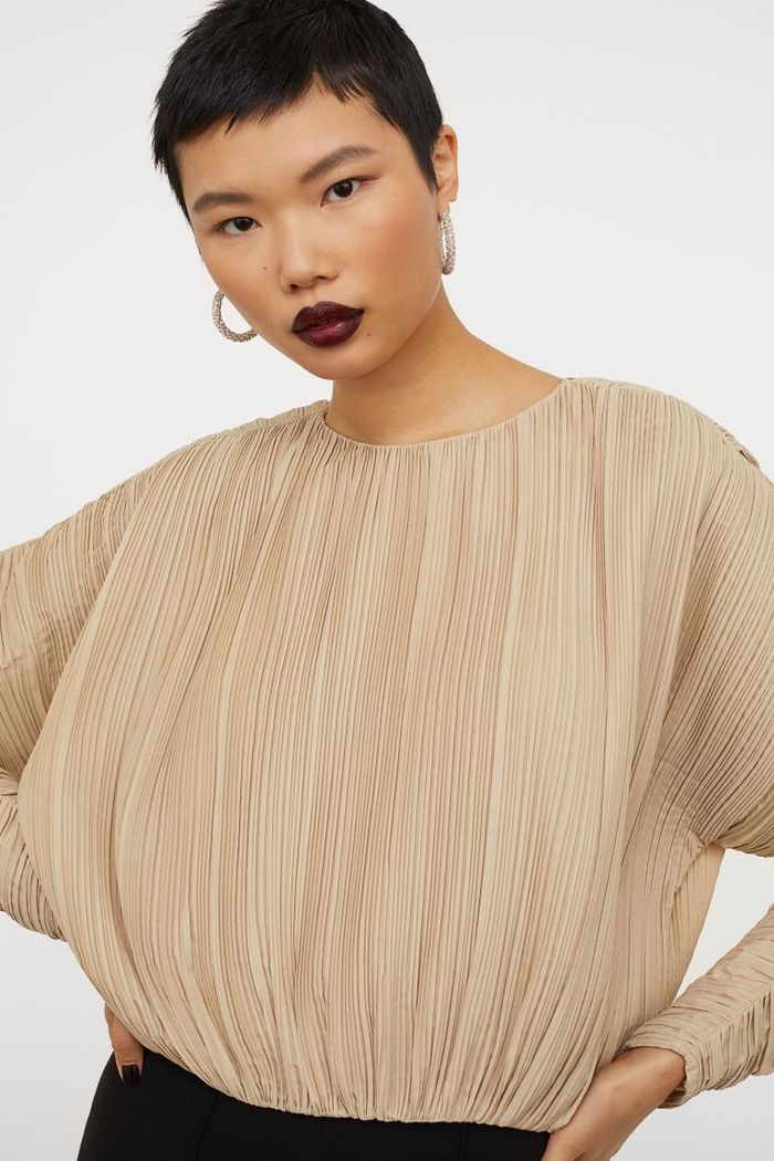 H&m pleated blouse cheap