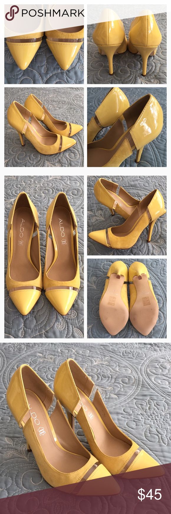 NEW Aldo gorgeous yellow leather heels! | Leather heels, Heels, Yellow