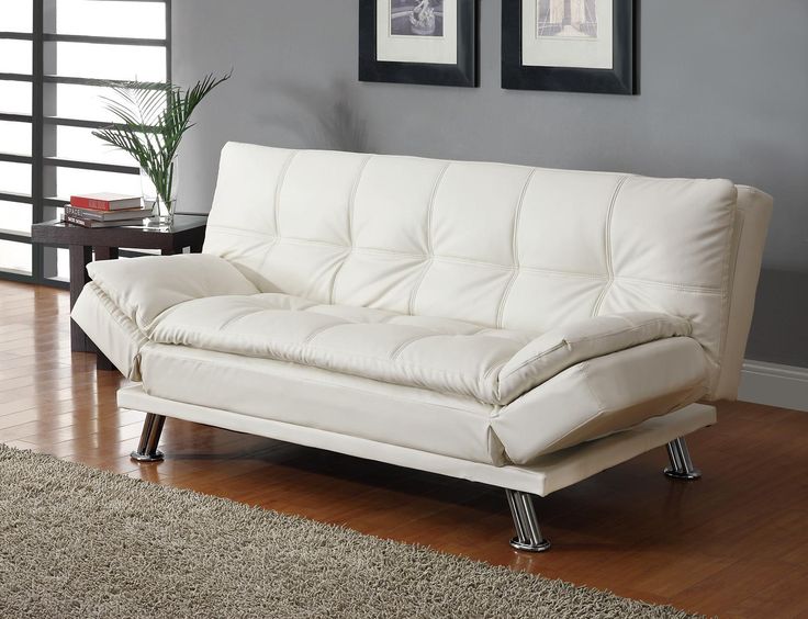 Dilleston White Sofa Bed 300291 550078 300293 Coaster Furniture Sleeper Sofas Modern Contemporary Leather Coaster Furniture Sleeper Sofas, Coaster Fine Furniture Faux Leather Sofa Bed With White Stitching