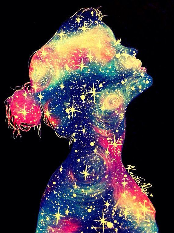 Galaxy Girl girl art rainbow galaxy illustration watercolor | RAINBOW