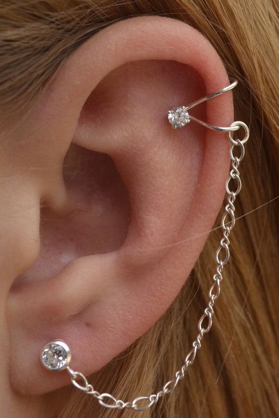 584 Best Ear Cuffs Images On Pinterest Earrings Wire Jewelry And Ears Gold Filled Cz Cartilage Wrap Ear Cuff With A Chain To Ball Post An Extra