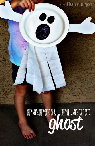 paper plate ghost craft for kids fun halloween art project