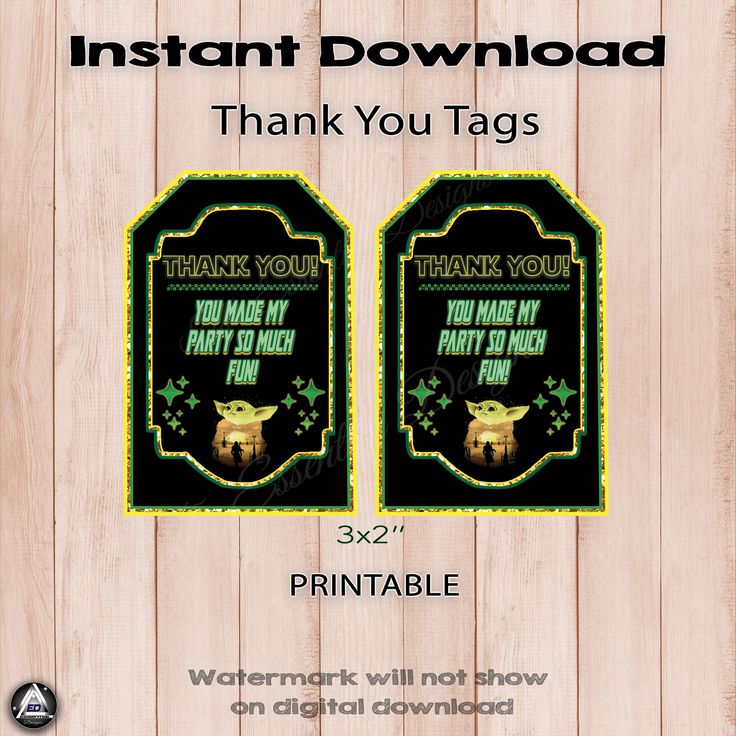 Baby Yoda Tags, Yoda Printable Thank You Tag, Baby Yoda Party, Yoda Baby Yoda Tags, Yoda Printable Thank You Tag, Baby Yoda Party, Yoda