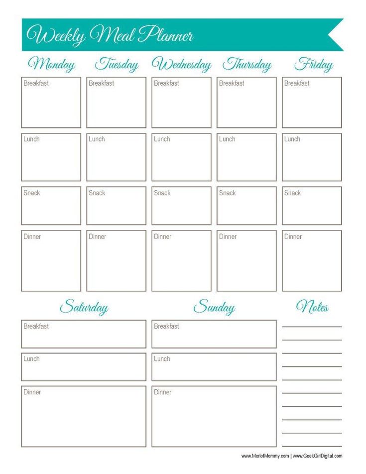 weekly meal planner worksheet 30 days of free printables blank homework calendar