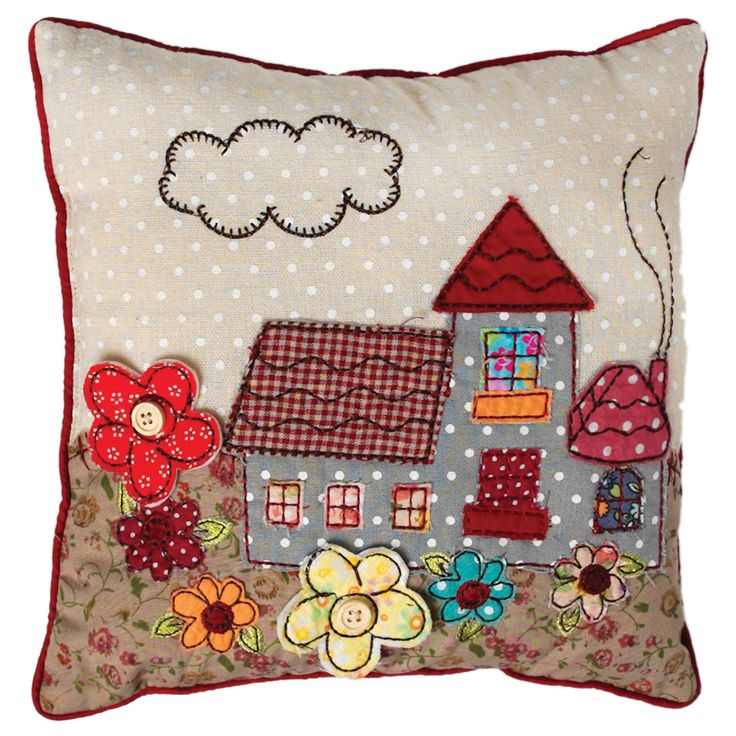 Patchwork Cottage Cushion | DotComGiftShop … Patchwork Cottage Cushion | DotComGiftShop …