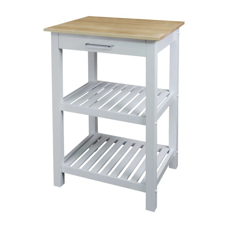 Beachcrest Home Lakeland Prep Table With Solid Wood Maple Top Reviews Casual Slatted Shelves Kitchen Tops Lakeland Prep Table With Solid Wood, Lakeland Kitchen Island