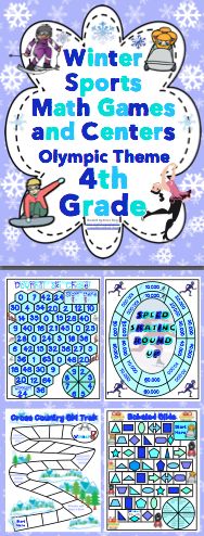 Winter Sports Math Games and Centers (4th Grade) - Your students will have a bla...