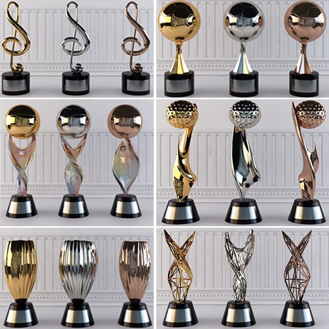 3d Model Award Prize Cup Trophy Free Download Trophy Set Decorative Objects 3d Model