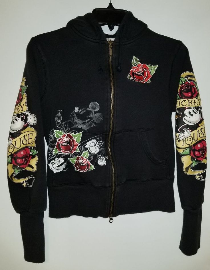 WALT DISNEY WORLD Black Zip Up Hoodie Hooded Sweatshirt M
