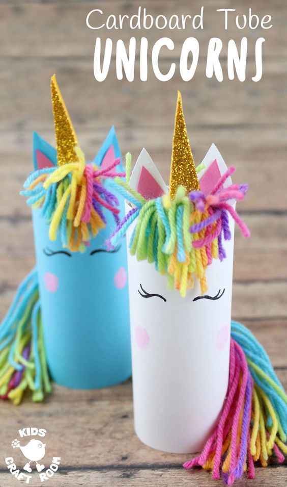 idée bricolage licorne avec rouleau en carton et laine : activité