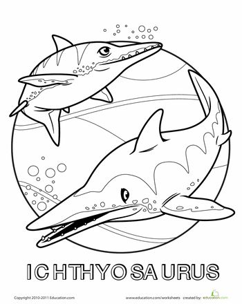 Download Color the Impressive Ichthyosaurus | Worksheet | Education.com | Dinosaur coloring pages, Easy ...
