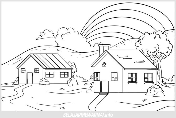 Contoh Mewarnai Gambar Pemandangan Cb Sketsa Warna Halaman Mewarnai