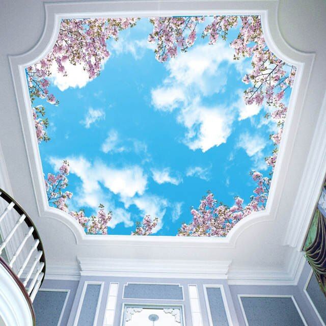 Modern Romantic Cherry Tree Sky Ceiling 3d Stereo Wallpaper Mural Of Non Woven Wall Paper Aliex Decoração Sala Vintage Tetos Pintados Azuis - Mural Ceiling Wallpaper Blue Sky Modern Romantic Cherry Tree Sky Ceiling 3d Stereo Wallpaper Mural Of Non Woven Wall Paper Aliex Decoração Sala Vintage Tetos Pintados Azuis - Mural Ceiling Wallpaper Blue Sky