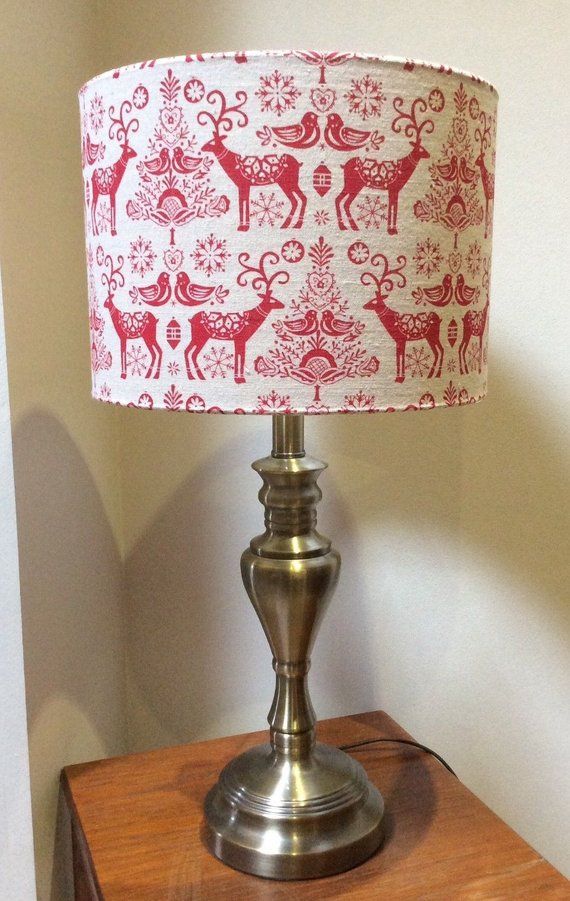 Nordic Lampshade Handmade Scandi Hygge Light Shade Red Reindeer 30cm Fabric - Handmade Lampshades Norfolk Nordic Lampshade Handmade Scandi Hygge Light Shade Red Reindeer 30cm Fabric - Handmade Lampshades Norfolk