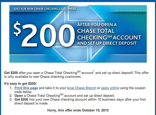 Chase college account coupon