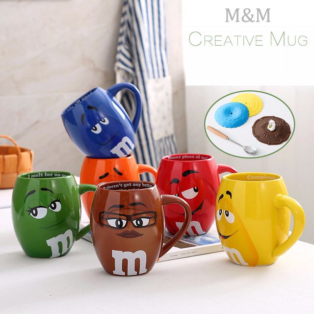 Creative M&M's MM Beans Drinking Cups Ceramic Colored Cafe Creative M&M's MM Beans Drinking Cups Ceramic Colored Cafe