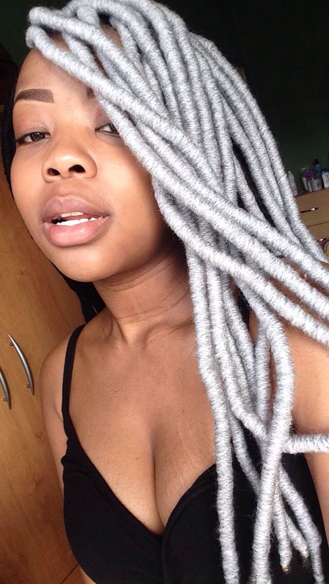 Gray dyed hair in faux dreadlocks | Hair styles, Natural hair styles