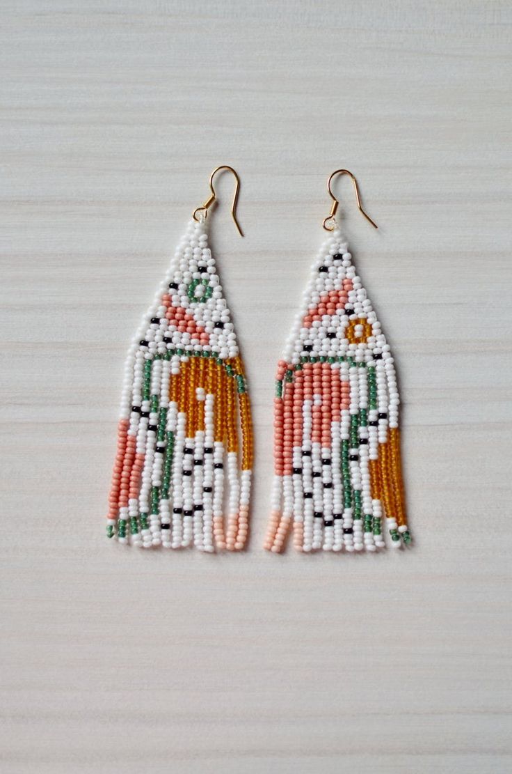 Abstract Bohemian Beaded Fringe Earrings