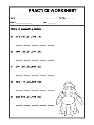 worksheet of ascending order ascending and descending